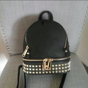 Black studded mini backpack purse!!